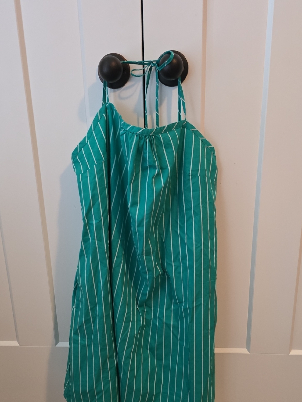 Green Striped Spaghetti Strap Dress